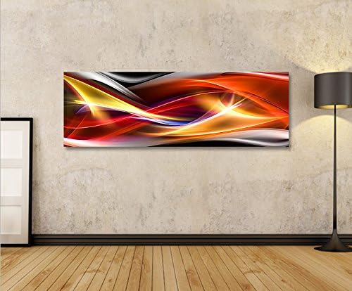 islandburner Bild Bilder auf Leinwand Bunte Wellen Abstraktes Panorama XXL Poster Leinwandbild Wandb