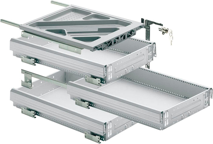 Hettich 20711 Systema TOP 2000 Container-Set Silent System, Teilauszug, ET 530 mm, alu, Aluminium, A