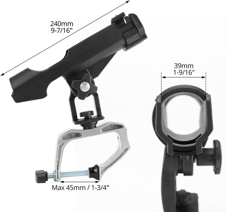 QWORK® 2 Stück Angelrutenhalter für Boote, Fischerboot, Kajak - 360 Grad Einstellbare Rutenhalter -