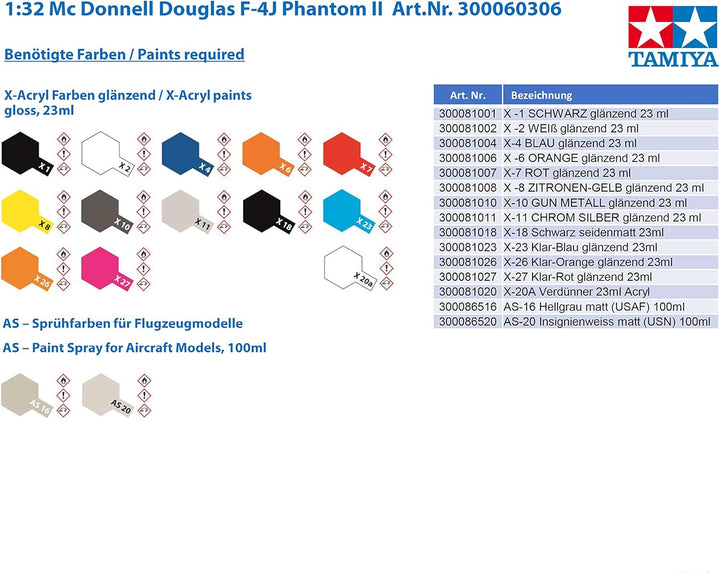 TAMIYA TM60306 300060306 - 1:32 Mc Donnell Douglas F-4J Phantom II Düsenjäger