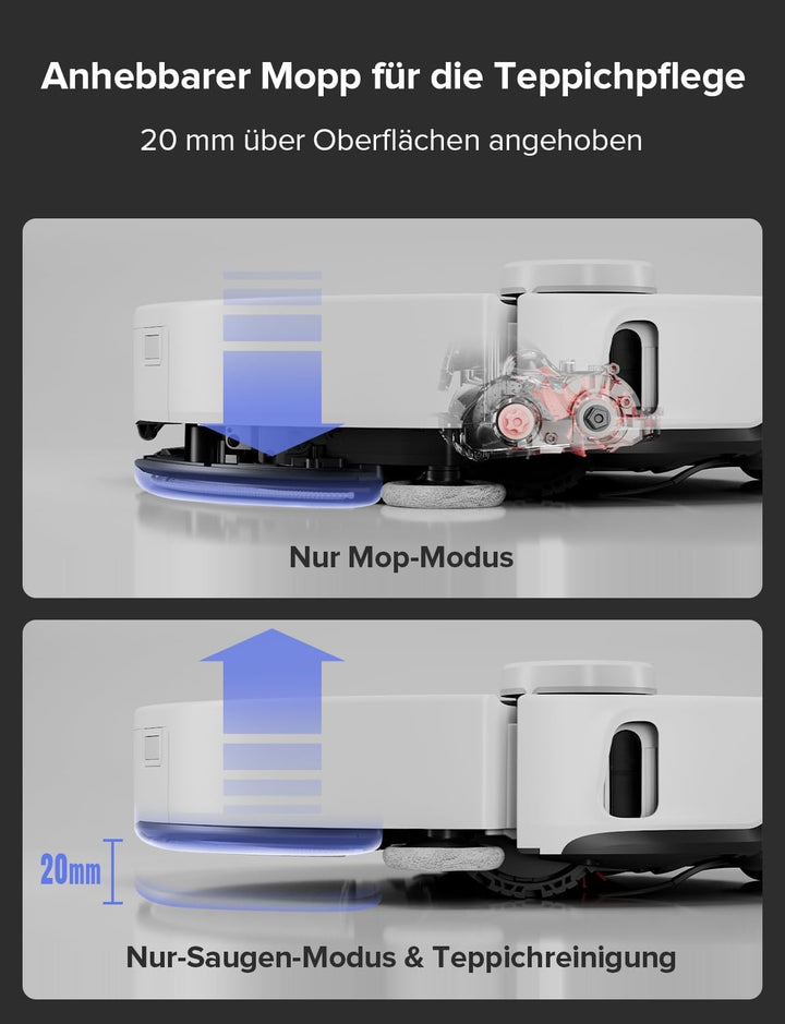 roborock S8 MaxV Ultra Saugroboter mit Wischfunktion&Hebarem Wischmopp, Umfangreiche Reinigung Durch