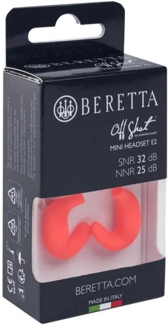 Beretta Silikon Ohrstöpsel Mini Headset E2 passiver Gehörschutz Jagd, Forst, Schiessen (Grelles Oran
