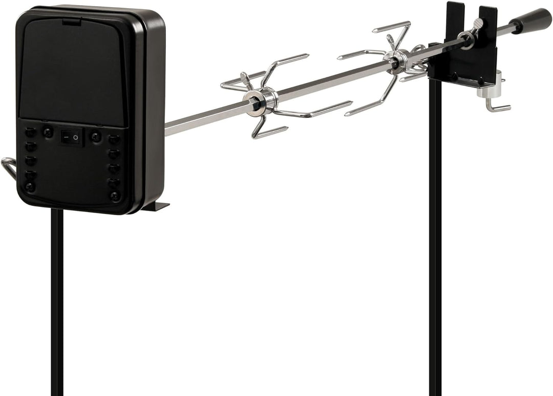 BBQ-Toro Grillspiess Set für Camping Ausflug, Lagerfeuer und mehr, 90 cm, 2 Fleischnadeln, Motor (mi