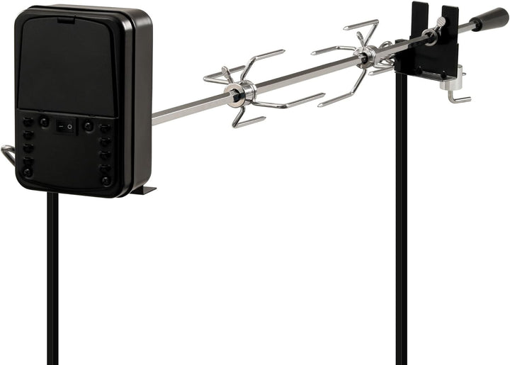 BBQ-Toro Grillspiess Set für Camping Ausflug, Lagerfeuer und mehr, 90 cm, 2 Fleischnadeln, Motor (mi