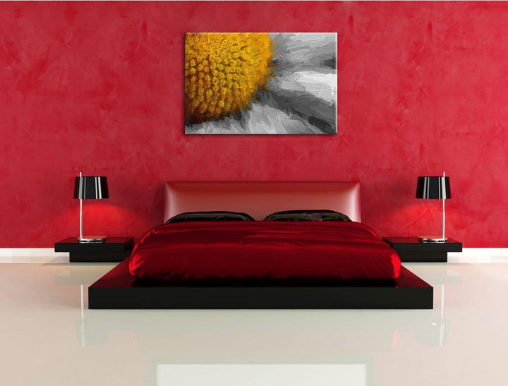 prächtige kleine Margerite schwarz/weiss Deluxe Format: 100x70 cm auf Leinwand, XXL riesige Bilder f