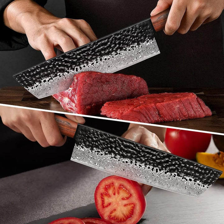 BILLION DUO Damastmesser Nakirimesser 18,3 cm, 67 Schicht VG10 Damaszener Stahl Kochmesser, Profi Fl
