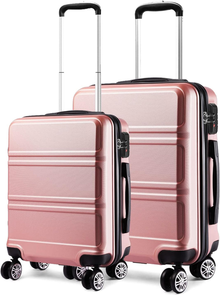 KONO Kofferset 2 Teilig Trolleys Gepäcksets, 55cm Handgepäck Koffer und 65cm Mittelgross, Leicht Har