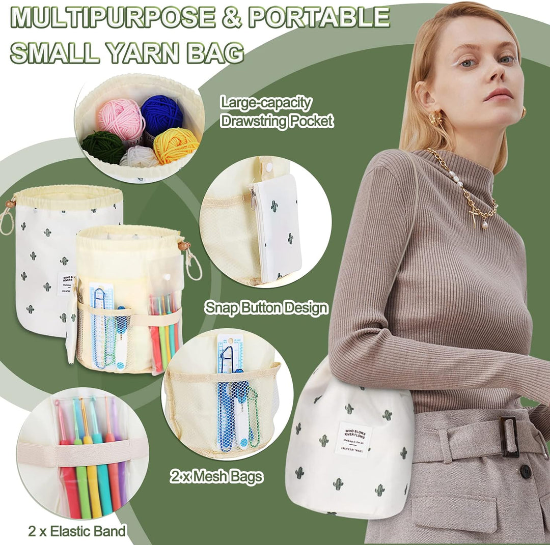 Coopay Häkelnadel set mit Klein Garn Aufbewahrungstasche, 10 Wolle zum Häkeln, 64 Stück Häkelset für