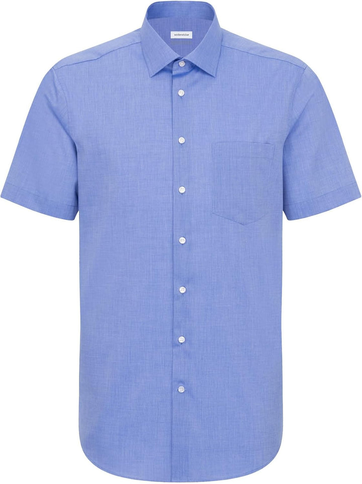 Seidensticker Herren Men Regular Shortsleeve Businesshemd 38 Mittelblau(003001), 38 Mittelblau(00300