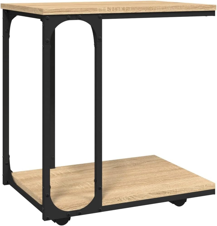 FIRBNUS Beistelltisch mit Rollen Sonoma 50x35x55,5 cm Holzwerkstoff Beistelltisch C Form Beistelltis