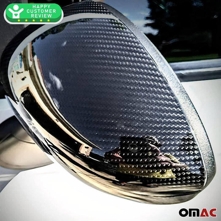 Spiegelkappen Kompatibel mit Fiat 500 2007-2023 Spiegel Blenden Schutz Echt Carbon 2tlg