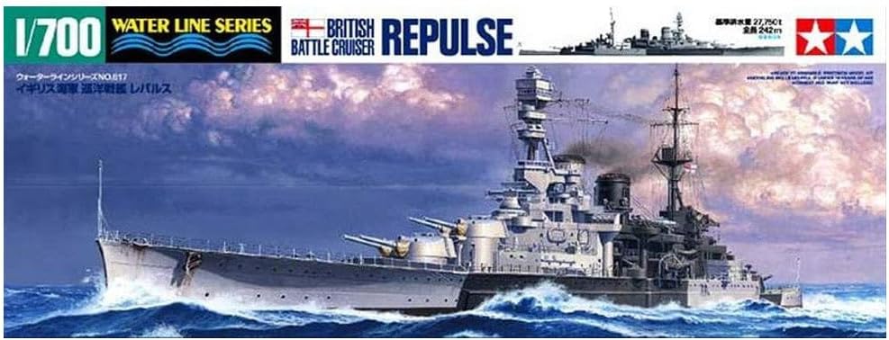TAMIYA 31617 Fahrzeug 1:700 Brit.Repulse Schlachtkreuzer WL, Modellbau, Plastik Bausatz, Basteln, Ho