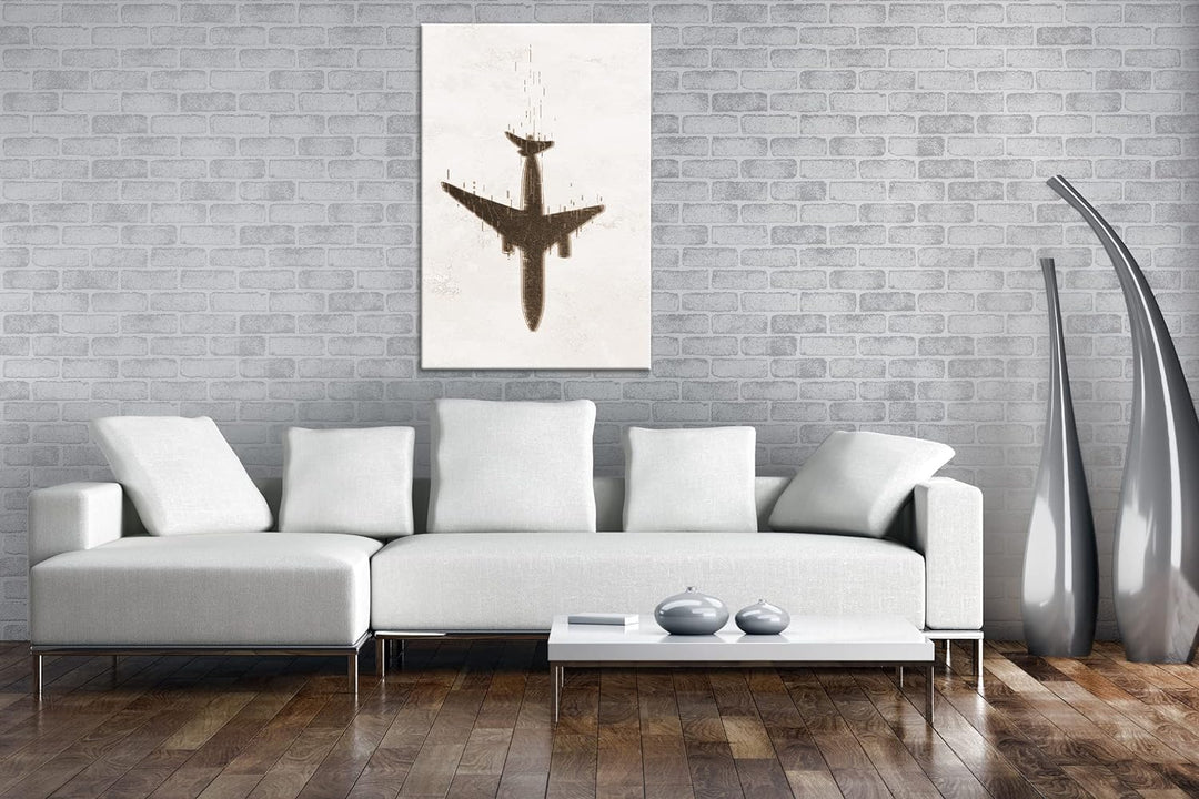 deyoli stürzendes Flugzeug Format: 80x60 Effekt: Sepia als Leinwandbild, Motiv fertig gerahmt auf Ec