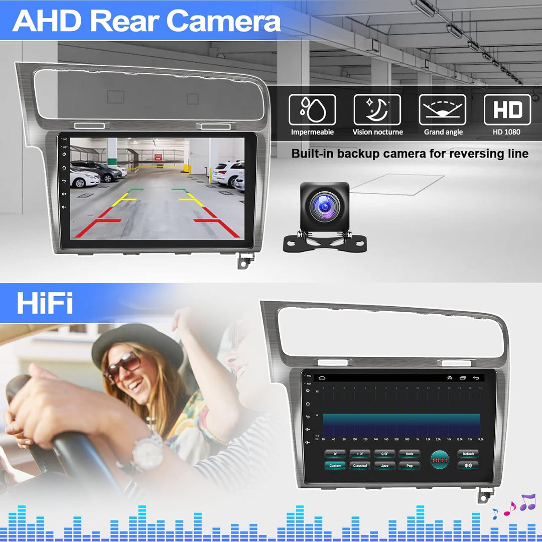 CAMECHO Android 11 Autoradio für VW Golf 7 2013 2014 2015 2016 2017 2018,Doppel Din Radio 10 Zoll Bi