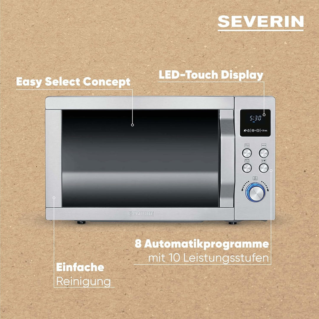 SEVERIN MW 7751 2-in-1 Mikrowelle (800 W, mit Grillfunktion, Inklusive Grillrost und Drehteller, Ø 2