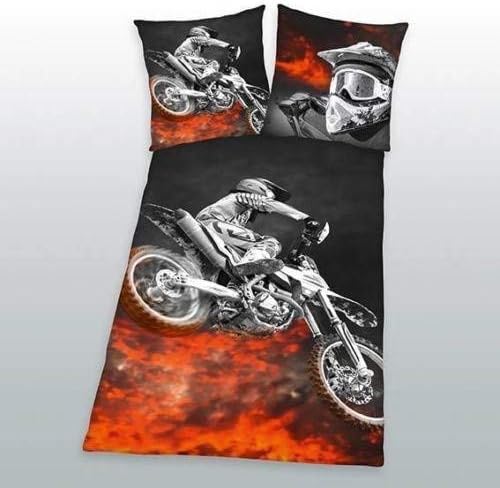 Klaus Herding GmbH Bettwäsche Motorcross Speedway Motorrad Biker Zipper 135x200 cm Geschenk NEU Wow