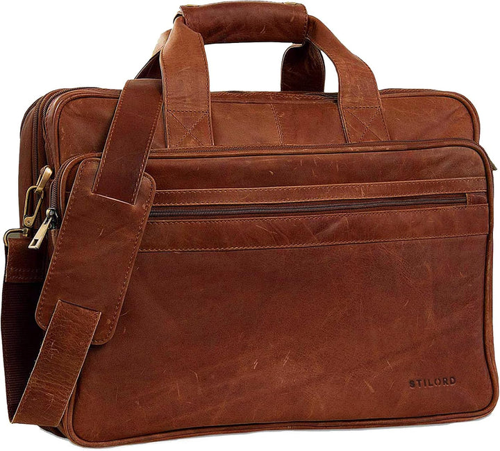 STILORD 'Leopold' XL Echtleder Aktentasche - der verbesserte Geheimtipp für Lehrerzimmer & Büro - Bu