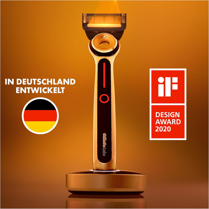 Gillette Labs Heated Nassrasierer, Rasierer mit Reinigungs-Element, 1 Griff 2 Klingen, Geschenk für