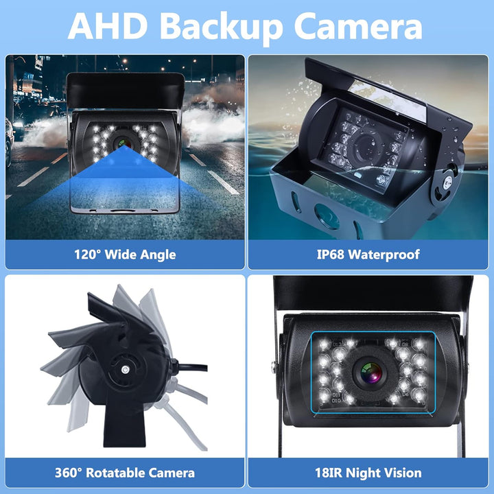 CAMECHO Rückfahrkamera 4 Kameras Set, 9 Zoll Monitor 4 Geteilte Rück und Vorder Kamera, Weitwinkel,