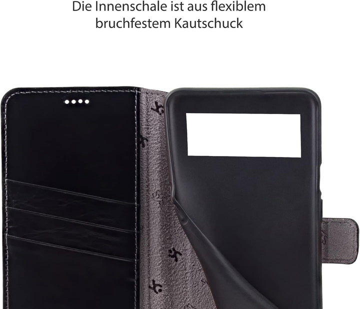 Suncase Book-Style Hülle kompatibel mit Google Pixel 7 5G Leder Tasche (Slim-Fit) Lederhülle Handyta