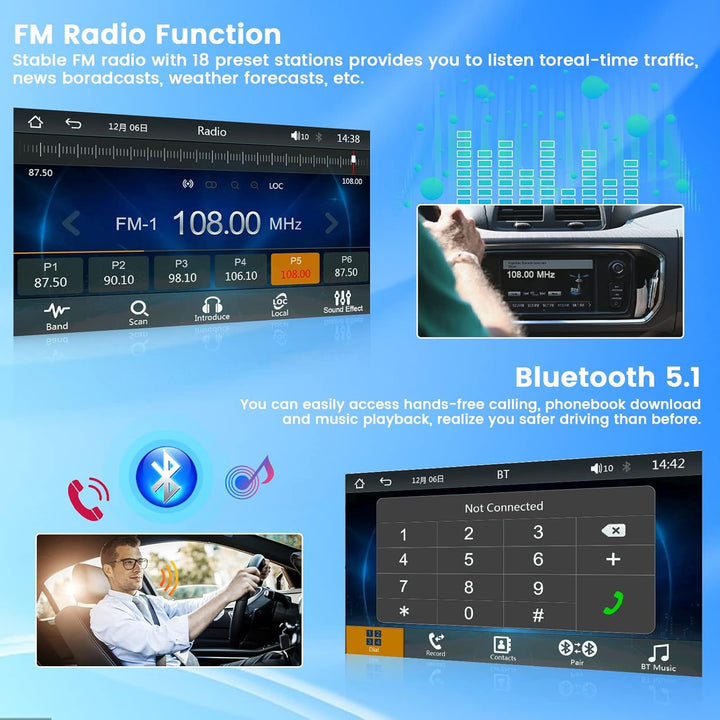 Hikity Autoradio Wireless CarPlay Android Auto 1 Din Radio mit Bildschirm 7 Zoll Touch Display Auto