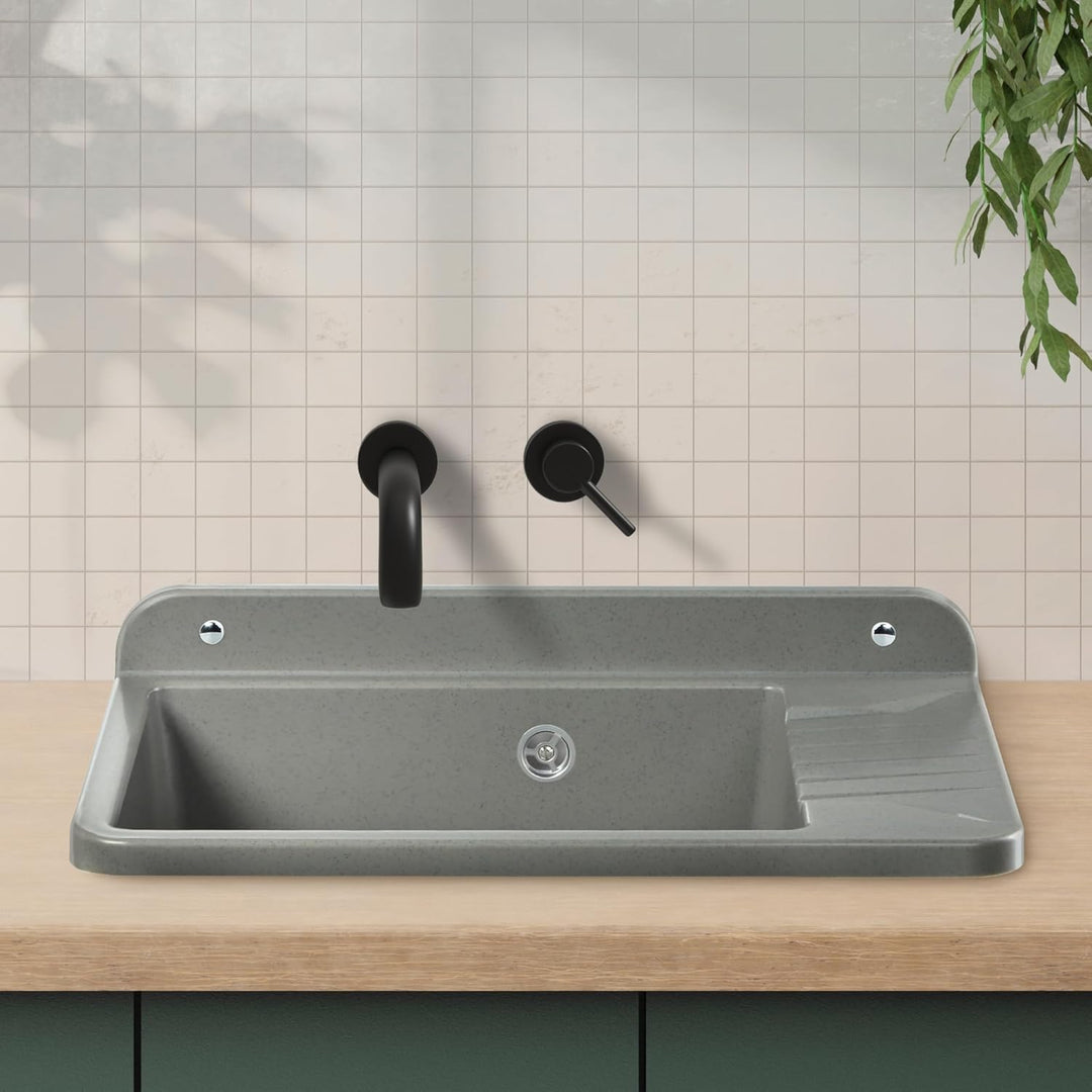 GOSPO Ausgussbecken aus Polypropylen, 50,5 x 34 x 26,5 cm, Haushaltsspülbecken, Spülbecken mit profe