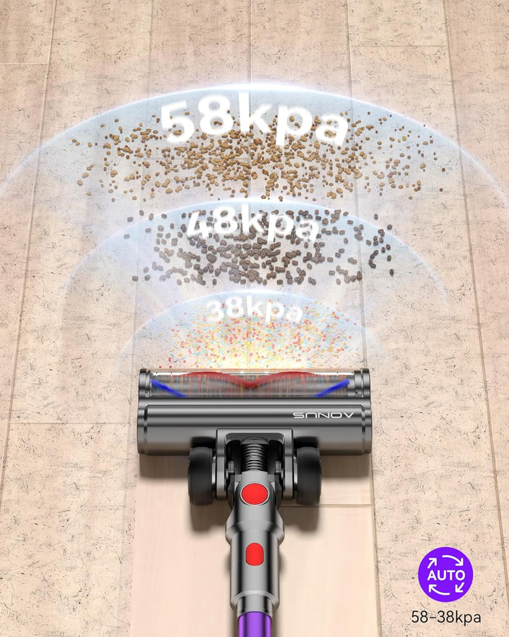 aonus A9 Max Akku Staubsauger 48Kpa 600W, Staubsauger Kabellos Freistehend mit Touchscreen, Bis zu 7