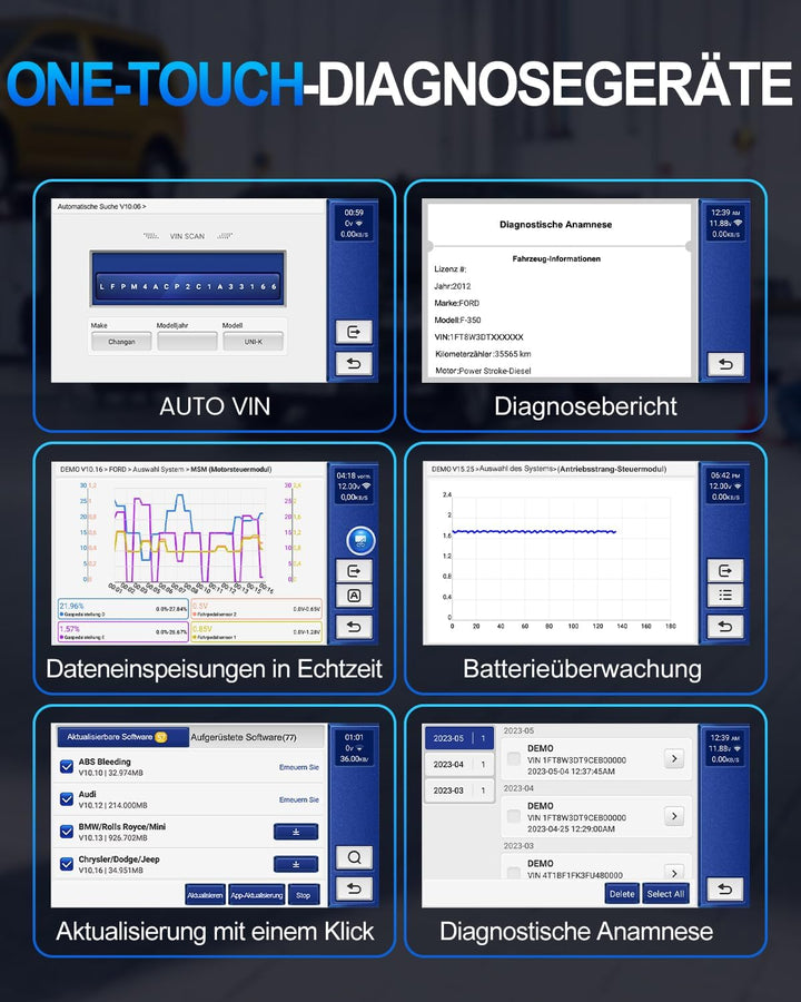 OBD2 Diagnosegerät, MUCAR CS6 Diagnosegerät Auto Mit 6 System(ECM/TCM/ABS/SRS/TPMS/BCM) + 7 Reset-Fu