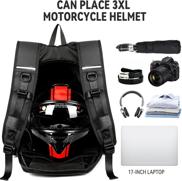 HYC00 Motorradrucksäcke für Herren, wasserdichter Helmrucksack, Motorradzubehör, Laptoptaschen, Reis