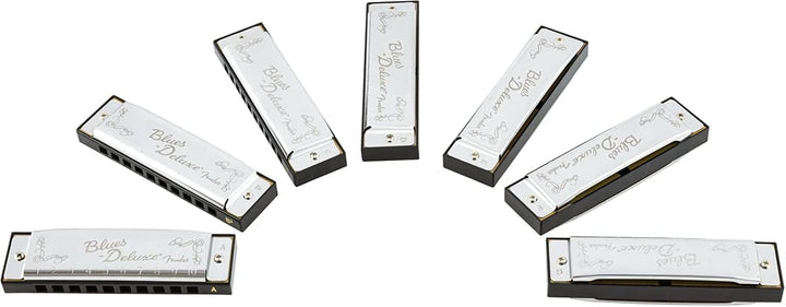 Fender Blues Deluxe Mundharmonika, 7er-Pack, mit Etui Einzelbett, Einzelbett