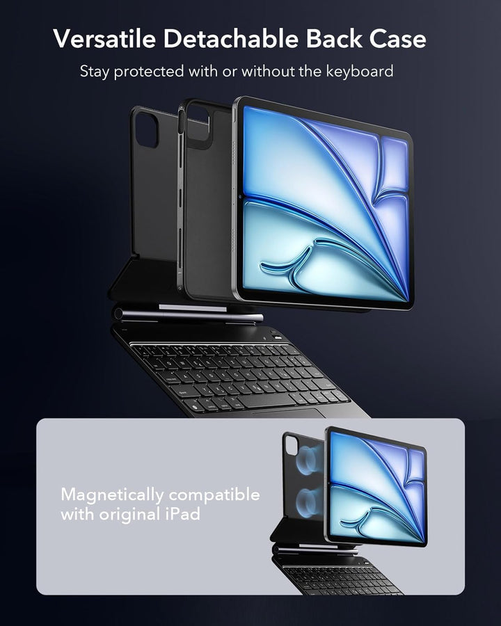 ESR Keyboard Hülle, für iPad Air 11 Zoll(M2 2024), iPad Pro 11/Air 6/5/4, Magnetischer Ständer, Fede