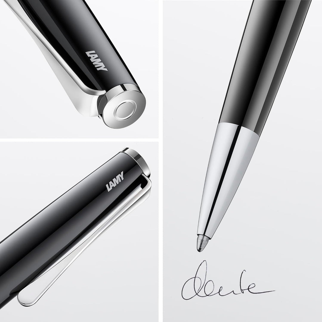 LAMY studio Premium Kugelschreiber 268 aus Edelstahl in schwarz glänzendem Lack-Finish, propellerför