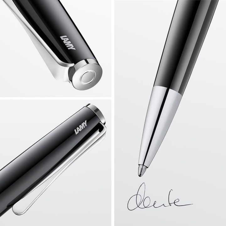 LAMY studio Premium Kugelschreiber 268 aus Edelstahl in schwarz glänzendem Lack-Finish, propellerför