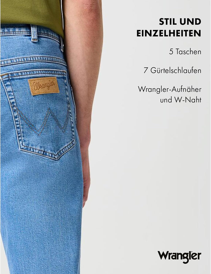 Wrangler Herren Jeans Texas - Regular Fit - Blau - Arm Strong W29-W50 Stretch 30W / 30L Good Shot, 3