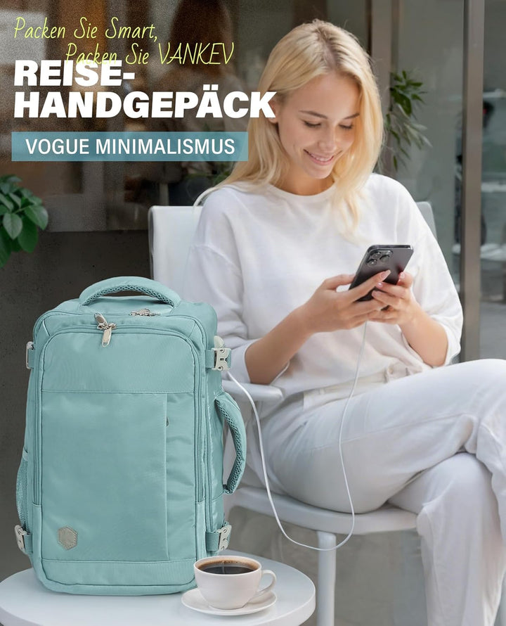 VANKEV für Ryanair Handgepäck 40x20x25 Laptop Rucksack Reiserucksack Klein Handgepäck Tasche Rucksac