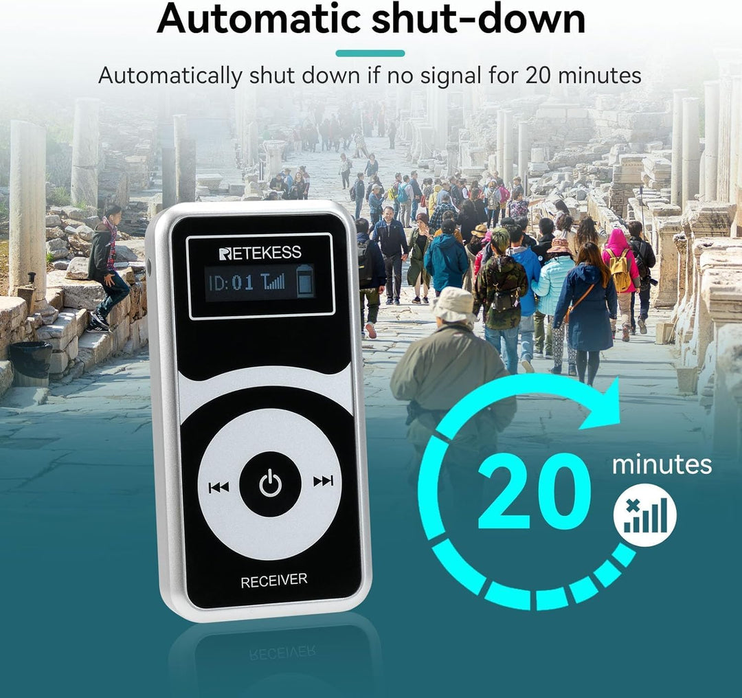 Retekess T130P (T130 3rd) Audio Tour Guide System, Tour Guide Headsets, Abgestufte Geräuschreduzieru
