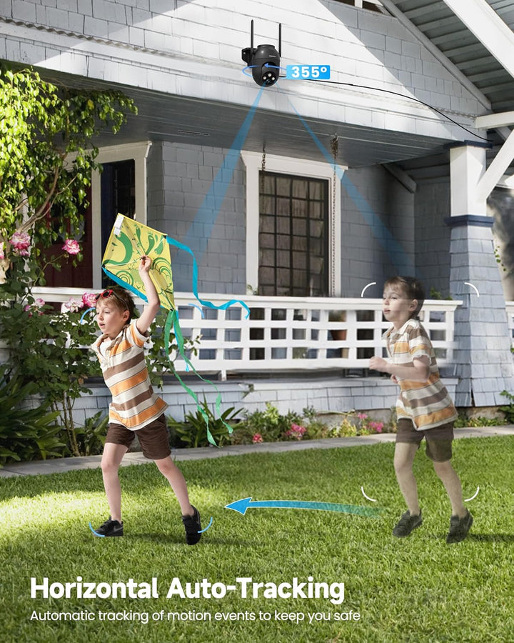 TOAIOHO 2K Überwachungskamera Aussen, Kamera überwachung Aussen, Nachtsicht in Farbe, IP66, Zwei-Weg