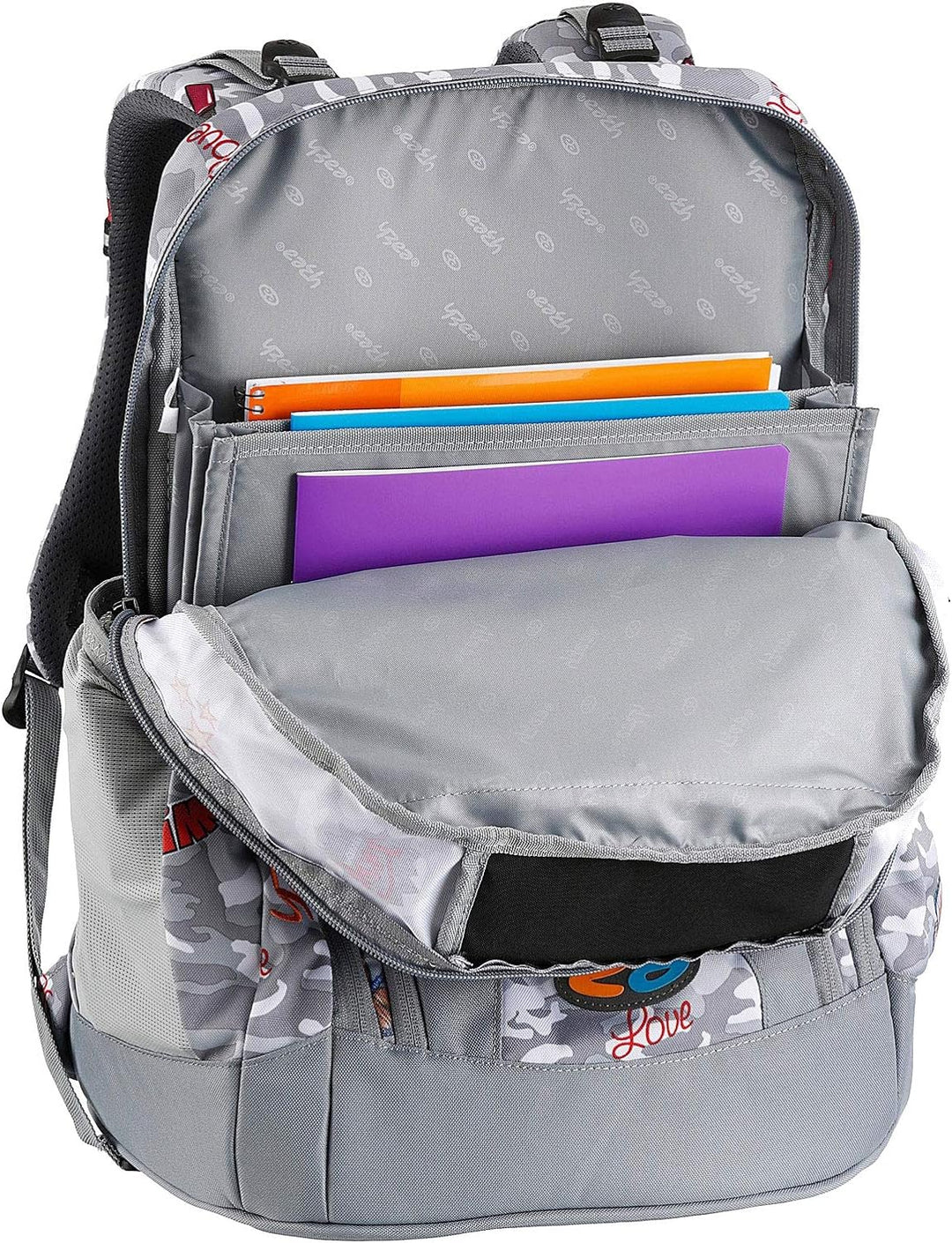 YZEA Schulrucksack AIR Net mit Atmungsaktiven Netzrücken 1,1 Kg + Adressanhänger Bowatex