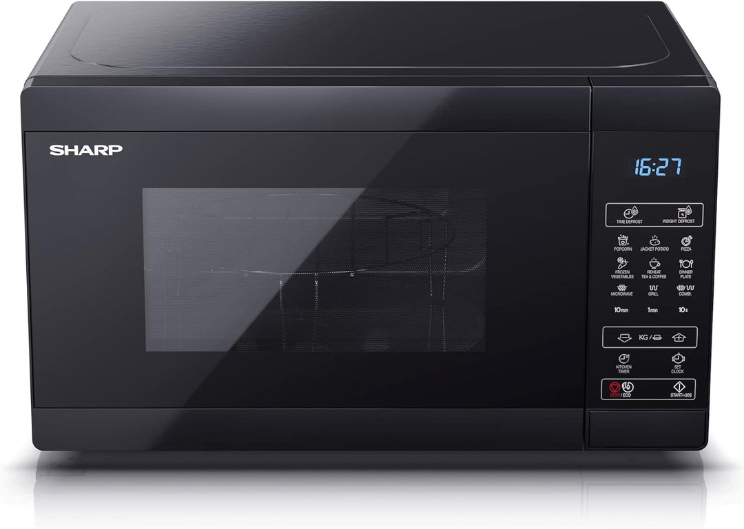 SHARP MG02EB Mikrowelle mit Grill (Mikrowelle: 800W, Grill: 1000W, 11 Leistungsstufen, Auftaufunktio