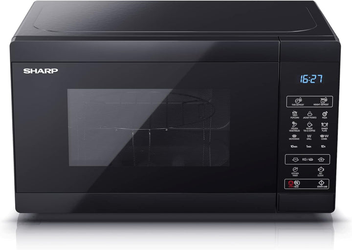 SHARP MG02EB Mikrowelle mit Grill (Mikrowelle: 800W, Grill: 1000W, 11 Leistungsstufen, Auftaufunktio
