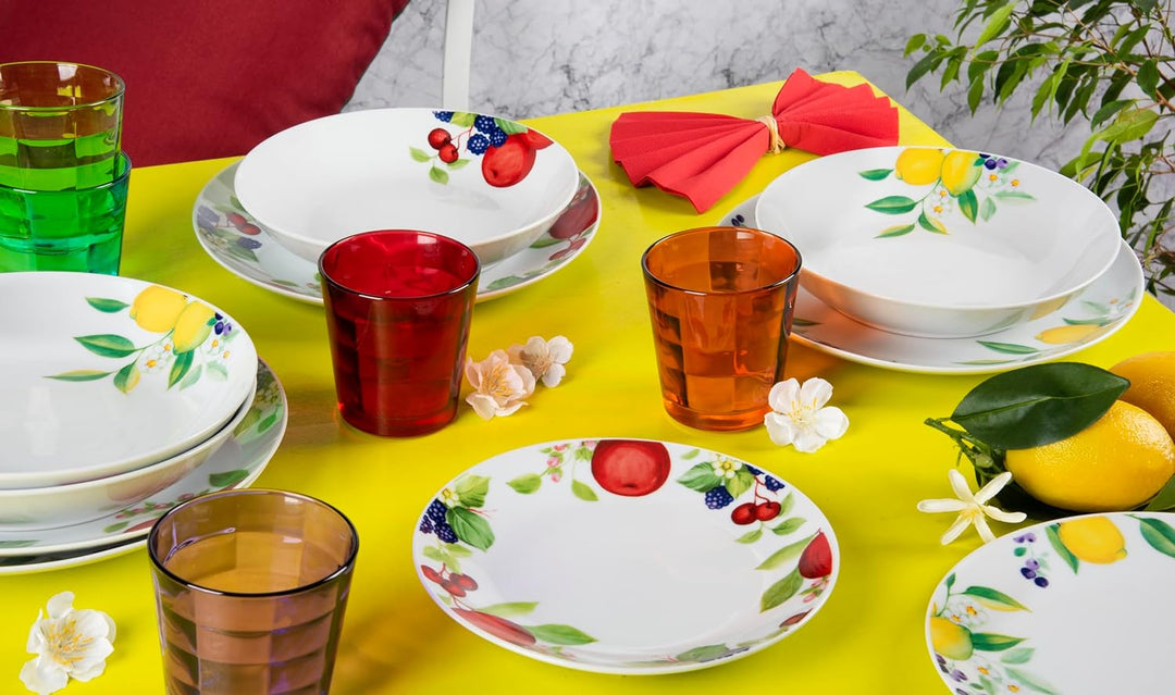 Excelsa Lemon Tafelservice, 18-teilig, Porzellan, Bianco/Limoni, STK