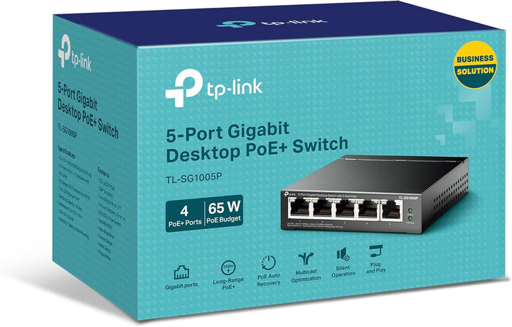 TP-Link TL-SG1005P PoE Switch 5-Port Gigabit Lan Switch mit 4 PoE+ Ports (65 Watt, IEEE-802.3af/at P