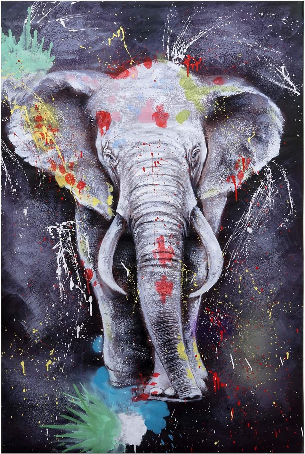 Ölgemälde Elefant HWC-H25, Leinwandbild Wandgemälde Gemälde, handgemaltes XL Wandbild - 120x80cm, 12