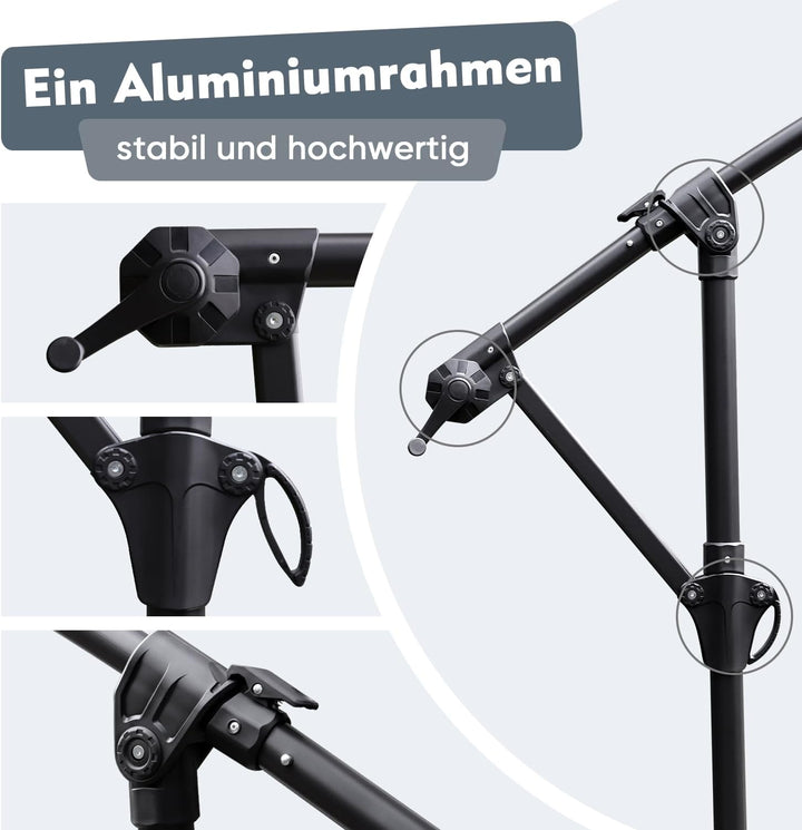 Sekey® Ampelschirm 300 cm Sonnenschirm mit Kurbel Gartenschirm Kurbelschirm mit Kurbelvorrichtung UV