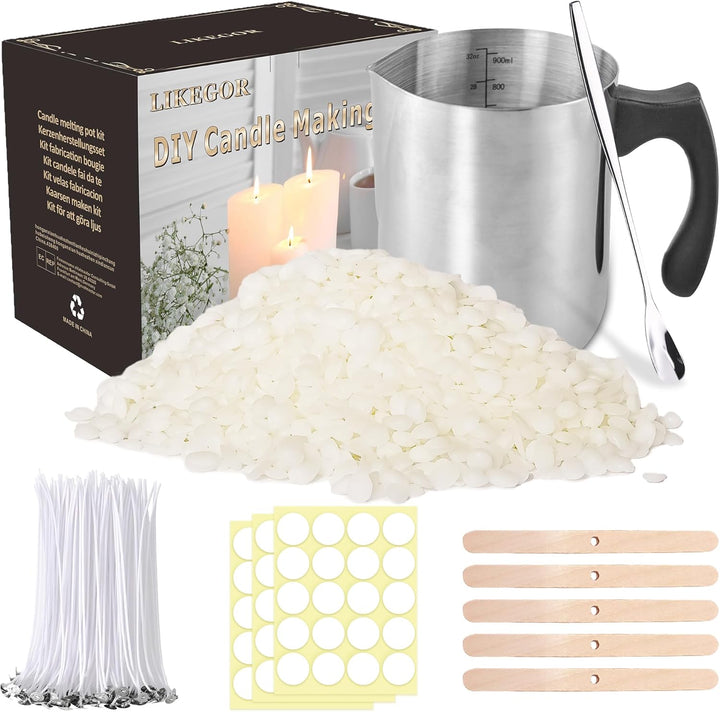 Aslanka Kerzenherstellung Set bestehend aus 900ml Kerzenherstellung Ausgiesser, 1kg natürliches Soja