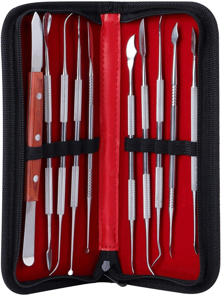 Coolty 10 Stück Wachsschnitzer Werkzeuge, doppelendiges Edelstahl-Wachs Ton Skulptur Schnitz DIY Wer