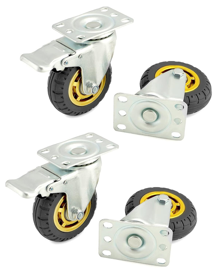 QWORK® 4 Stück 100mm schwerlastrollen - bis 70 kg pro rolle - stossdämpfung lenkrollen für möbeltran