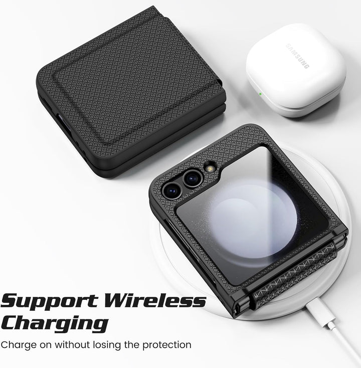 Doeshine for Samsung Galaxy Z Flip 5 Hülle mit Scharnierschutz & Displayschutzfolie, Rutschfester Te