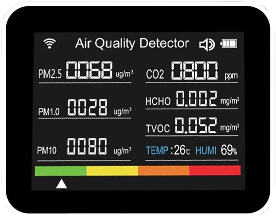 13 In 1 Luftqualität Monitor CO2 Meter Temperatur & Luftfeuchtigkeit Tester TVOC PM2.5 Schwarz, Schw