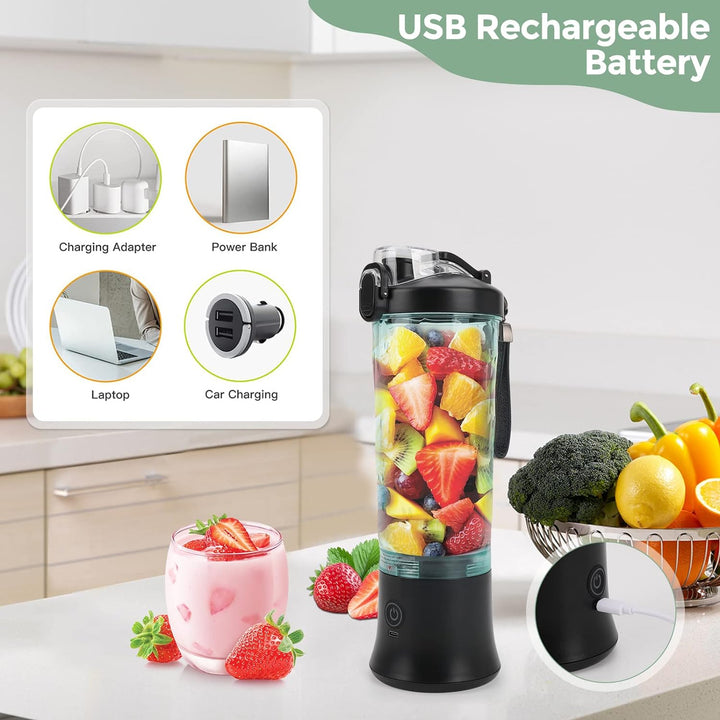 Tragbarer Smoothie Maker Mixer, 600ML Standmixer für Smoothies, Saft und Shakes, Portable Mini Blend